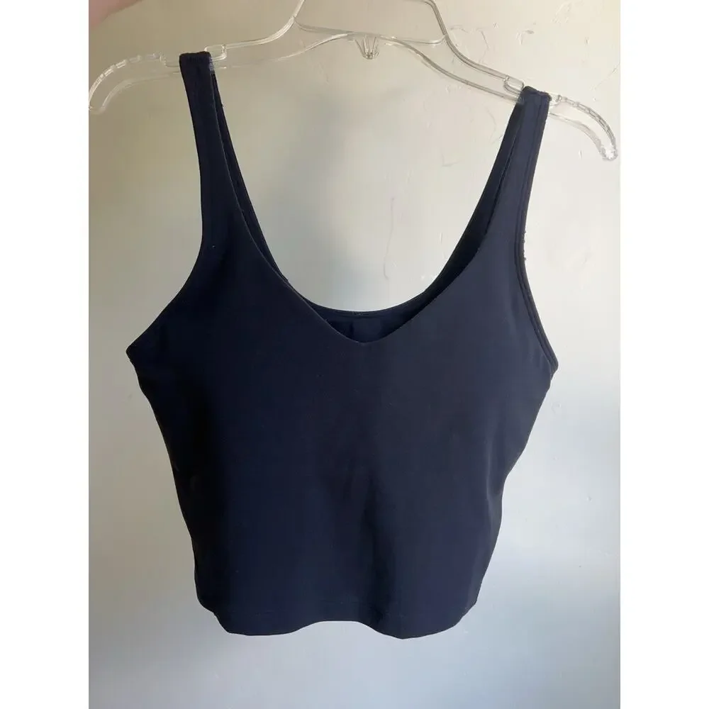 Lululemon Align Tank Top Womens 6 Black Built In Bra Yoga Crop Removable Pads